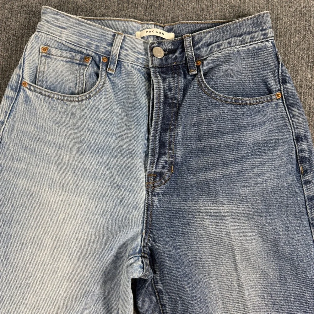PacSun Two Tone Split Wash Dad‎ Jean High Waisted Blue Denim Size 26